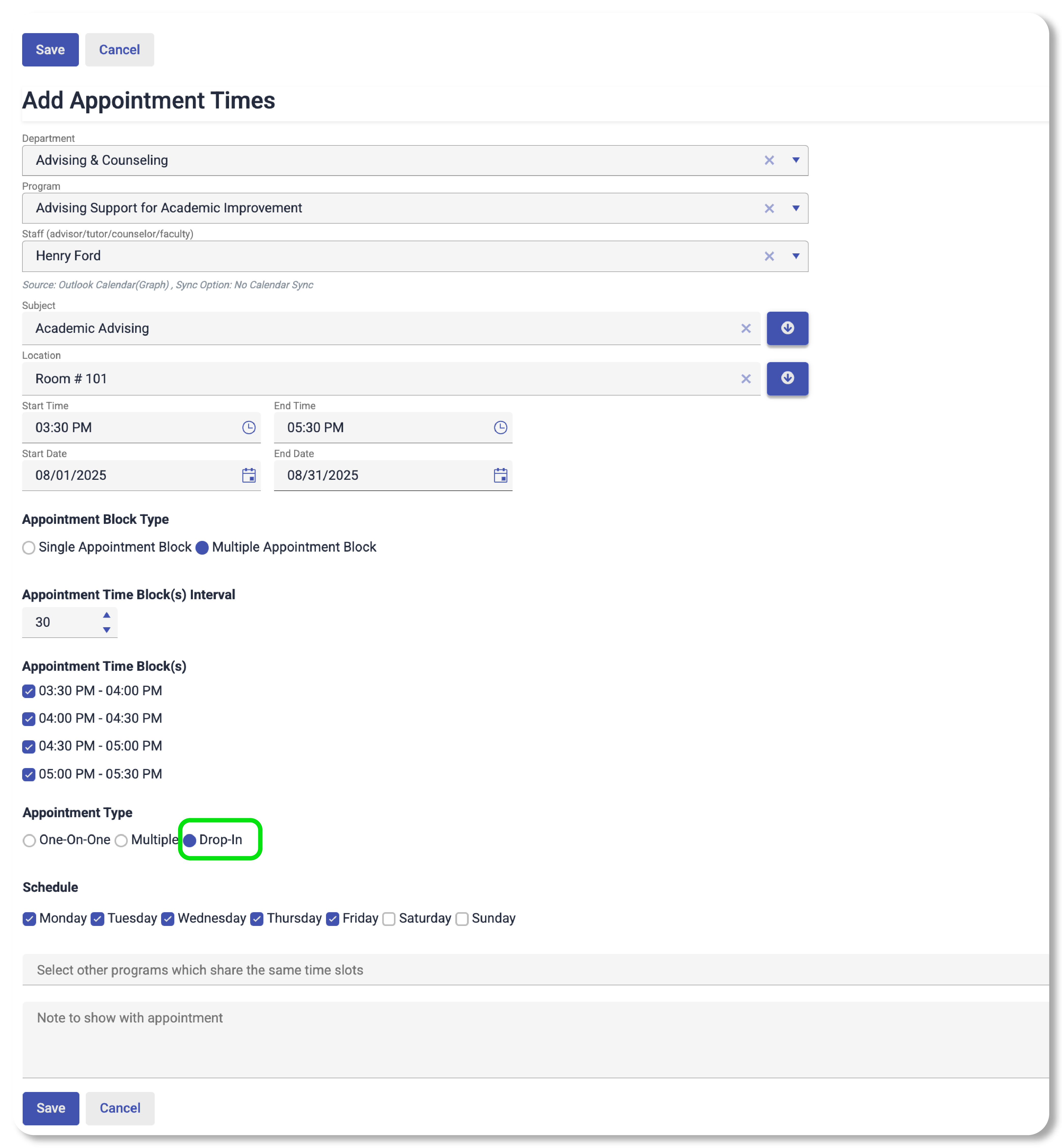 Create appointment