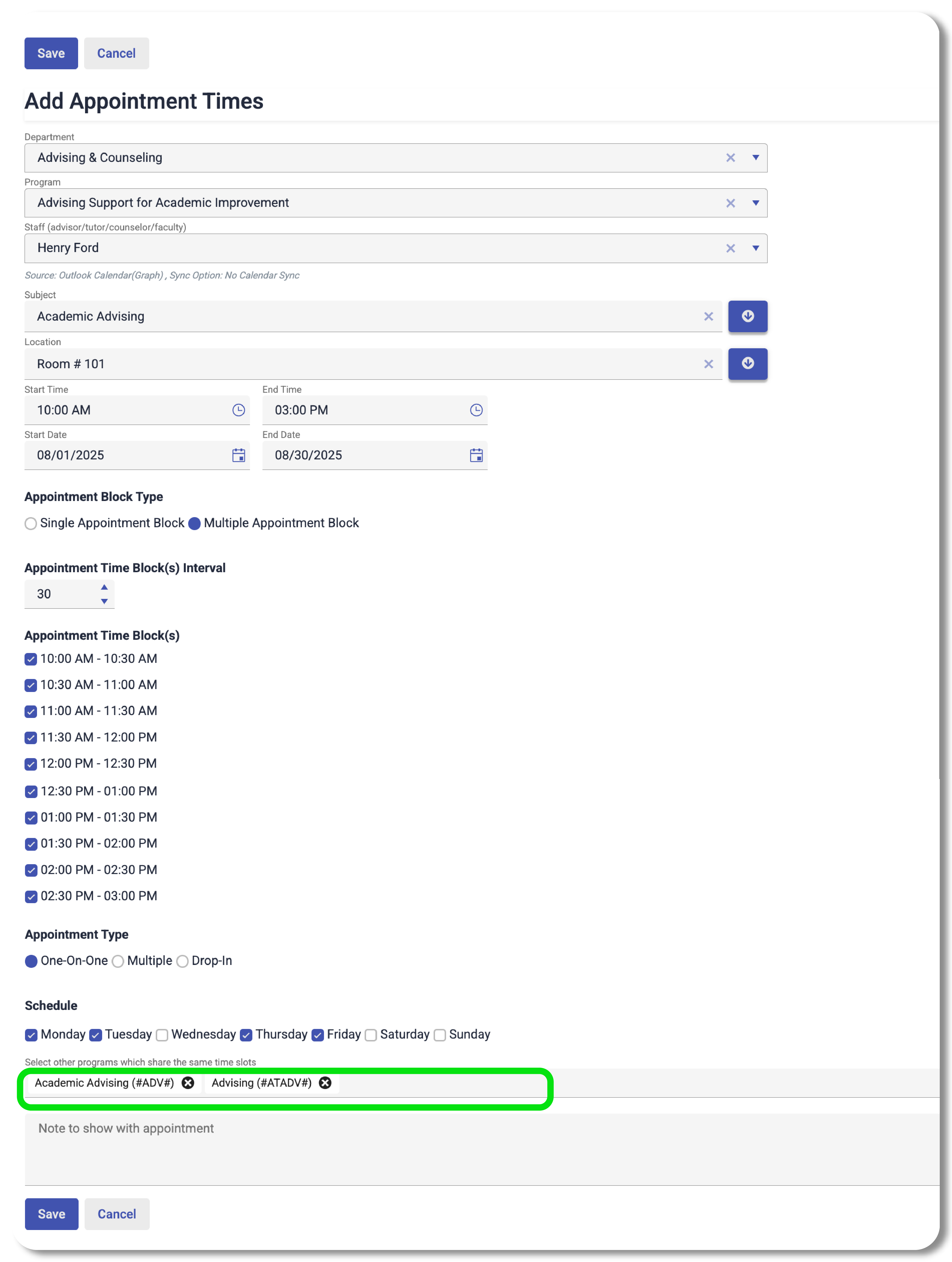 Create appointment
