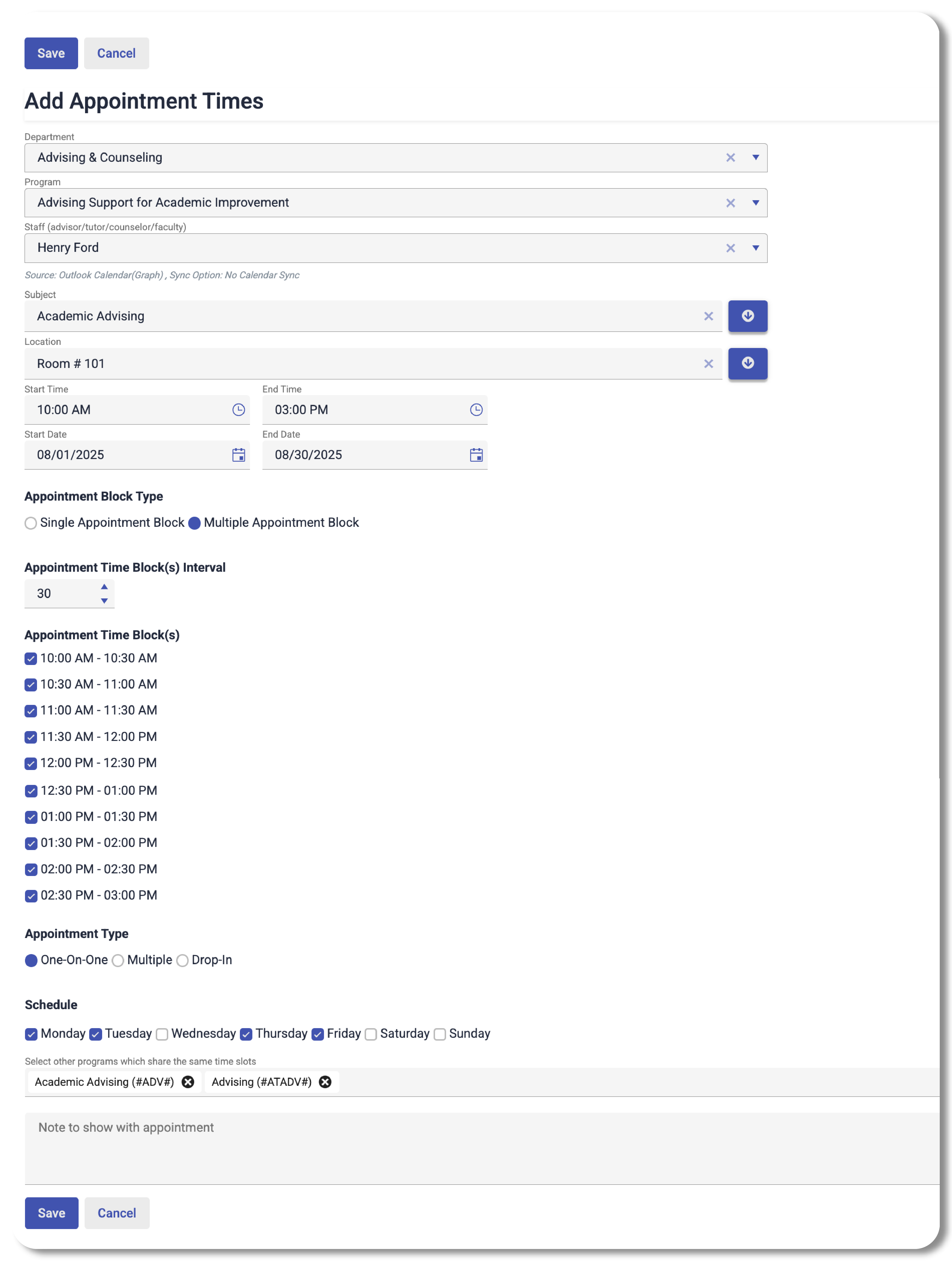 Create appointment