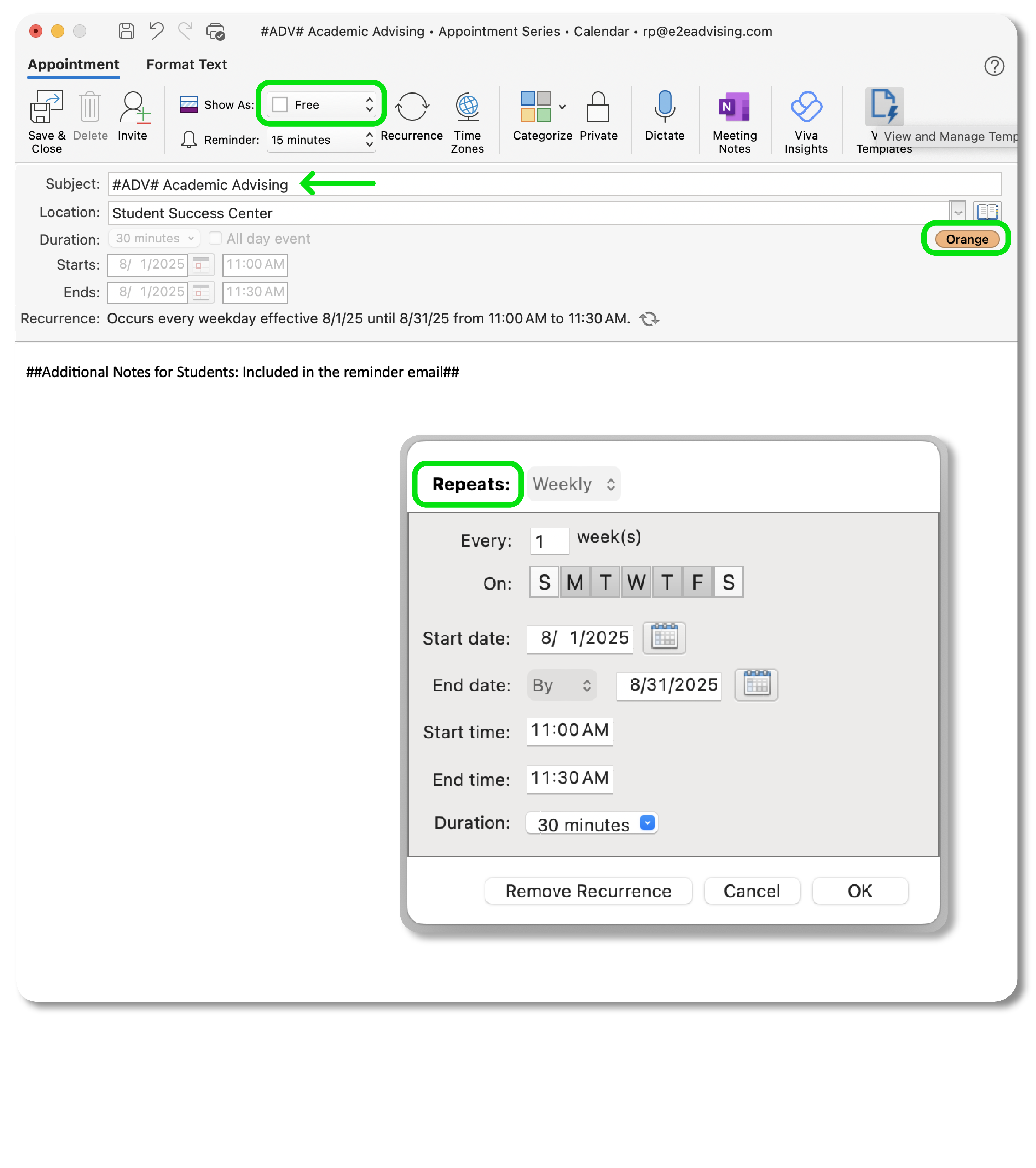 Create appointment